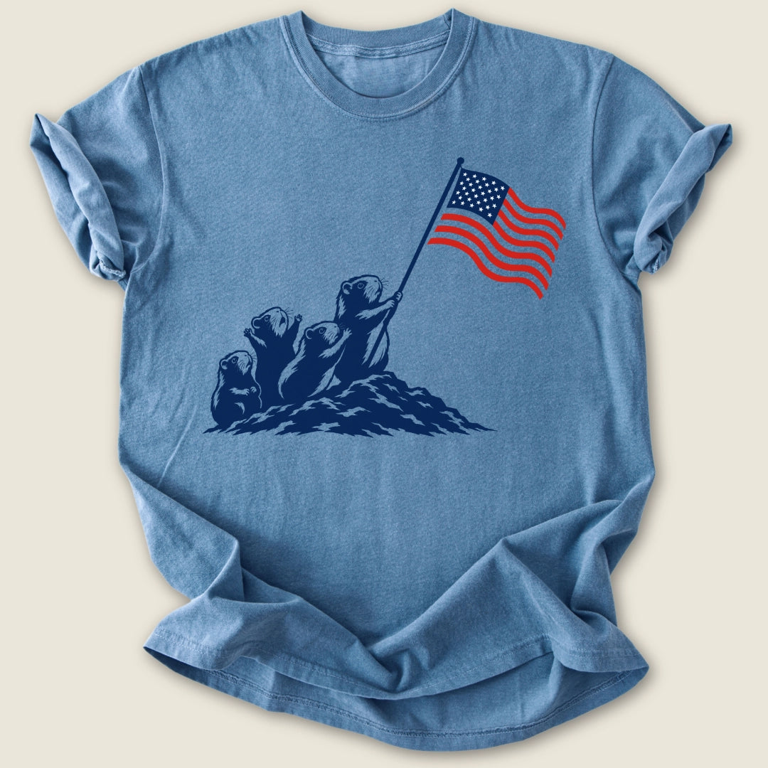 Wheek Spangled Banner T-shirt-Tee-Blue Jean-Guinea Pig Culture