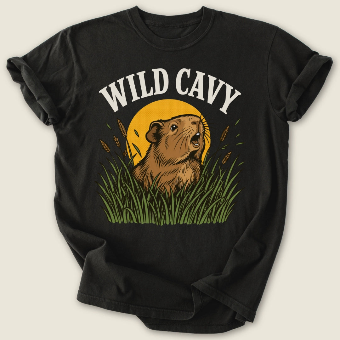 Wild Cavy T-shirt-Tee-Black-Guinea Pig Culture