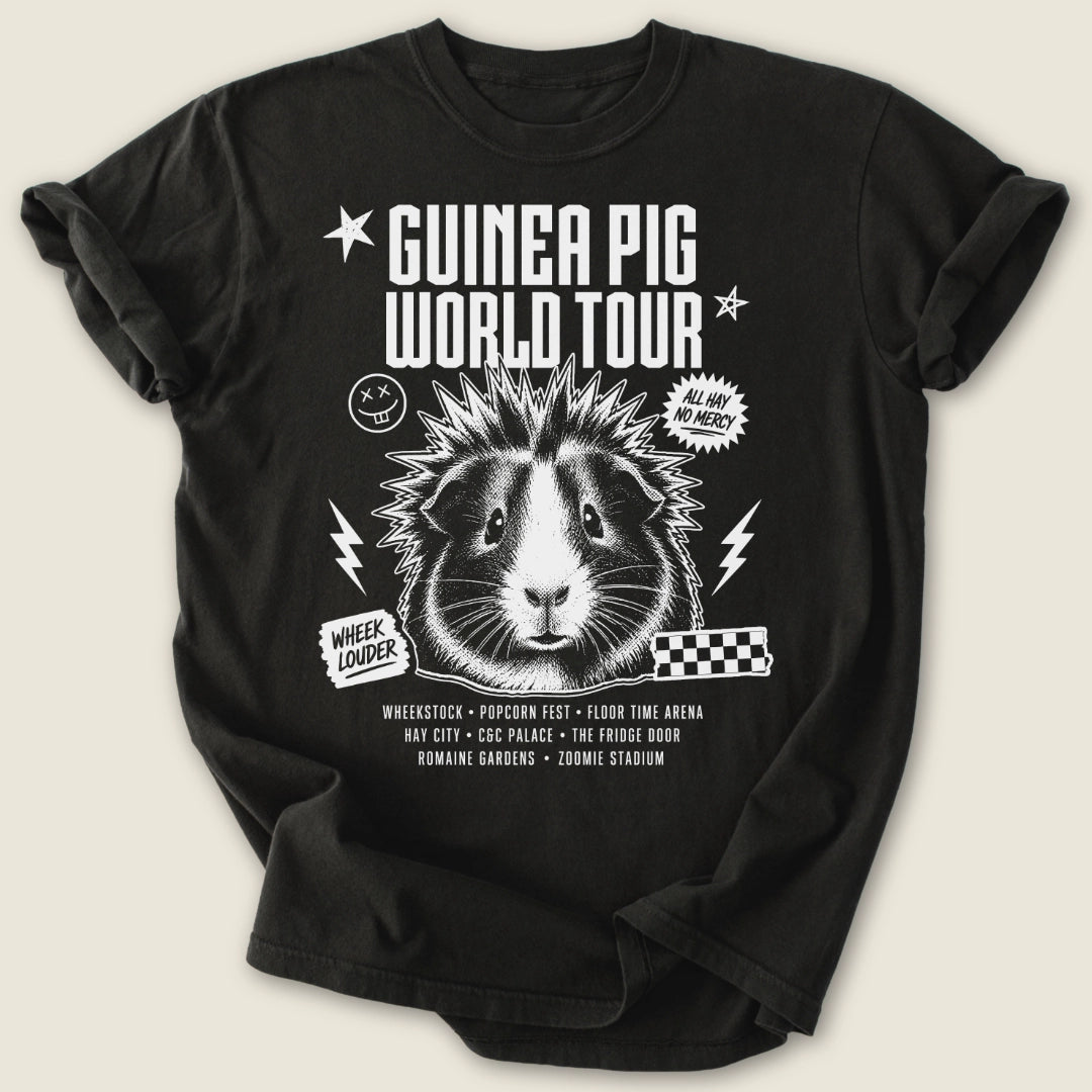 World Tour T-shirt-Tee-Black-Guinea Pig Culture