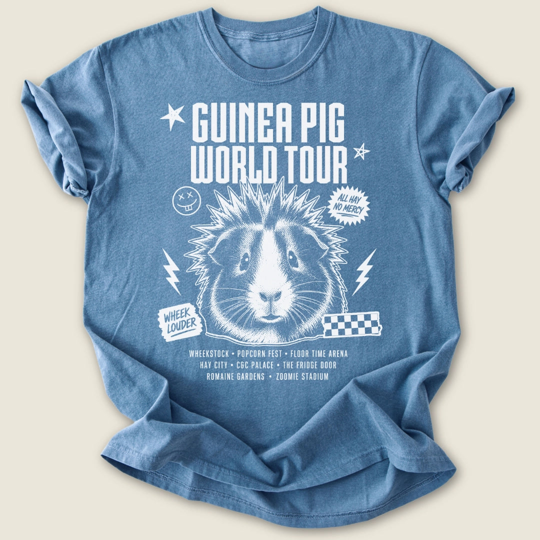 World Tour T-shirt-Tee-Blue Jean-Guinea Pig Culture